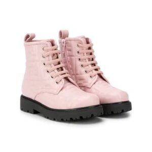 FENDI
Kids' Monogram Lace-up Boots In Pink